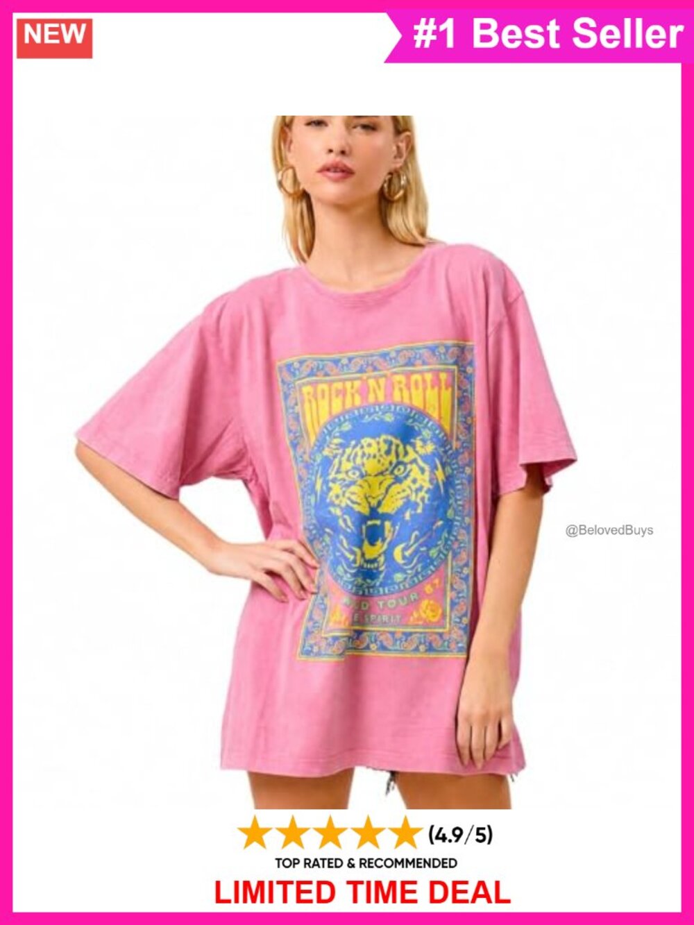 Oversized Vintage Graphic T-Shirt Mineral Wash Relaxed Boho Tee
